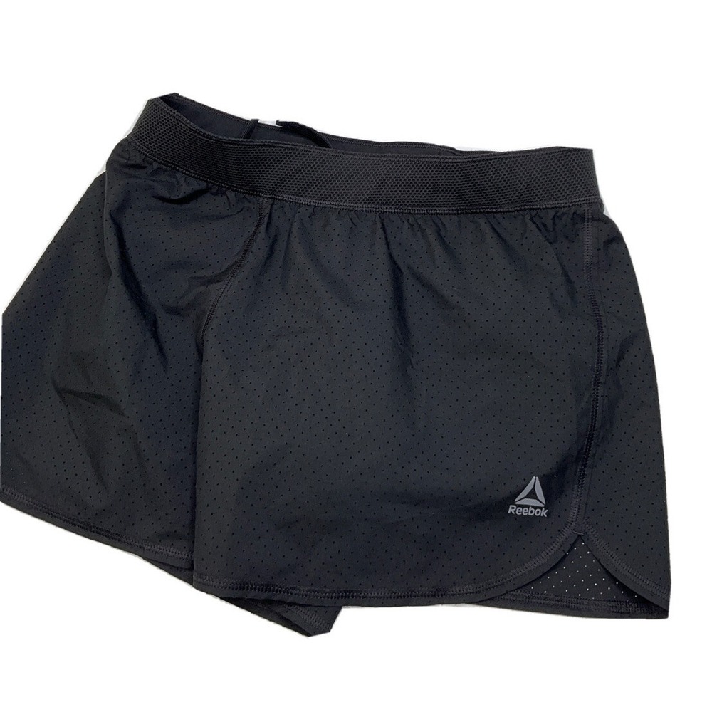 Reebok Boys‎ Youth L 12-14 Athletic Running Shorts Black Mesh Lined Fitness UA